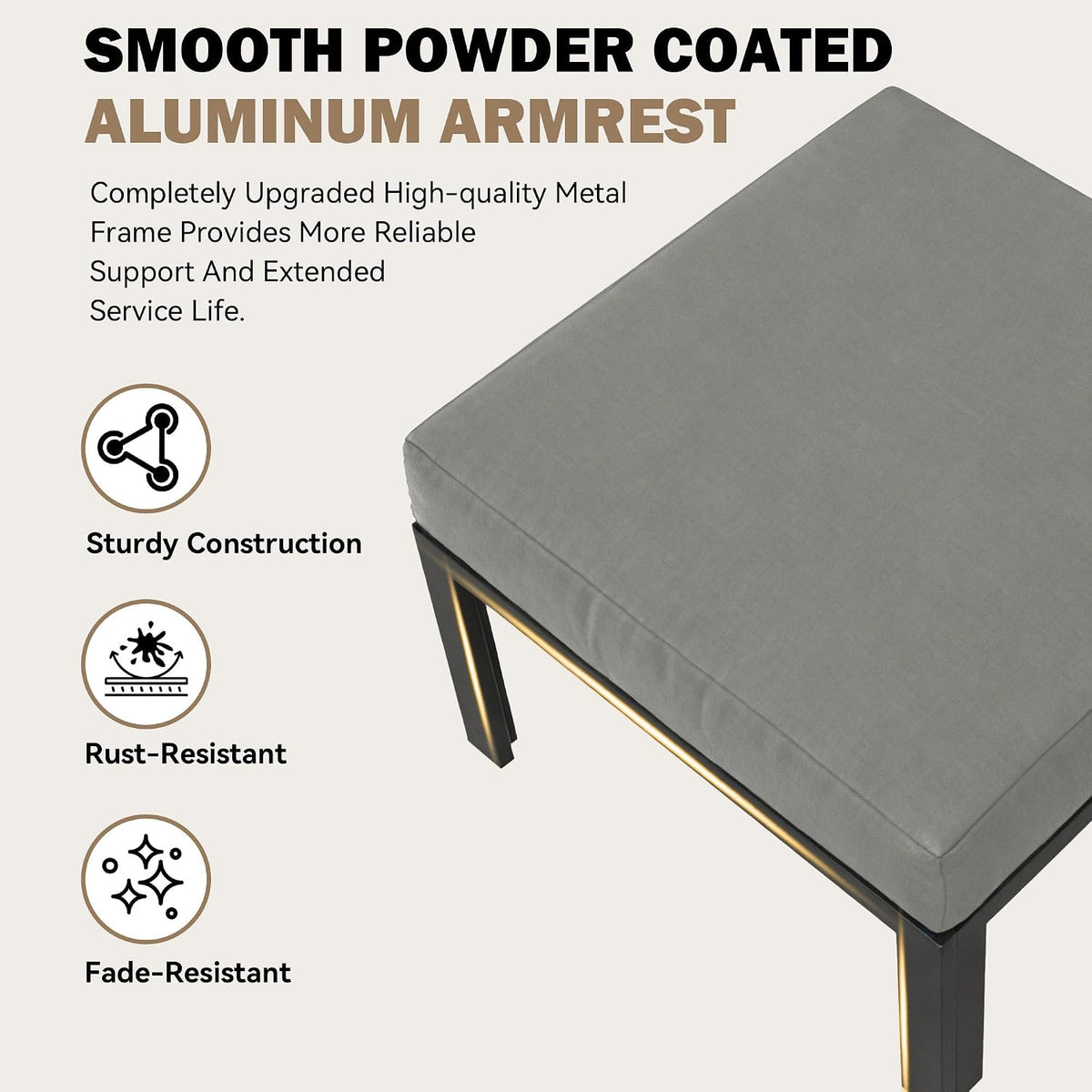 Aluminum Patio Ottoman Set With Cushion