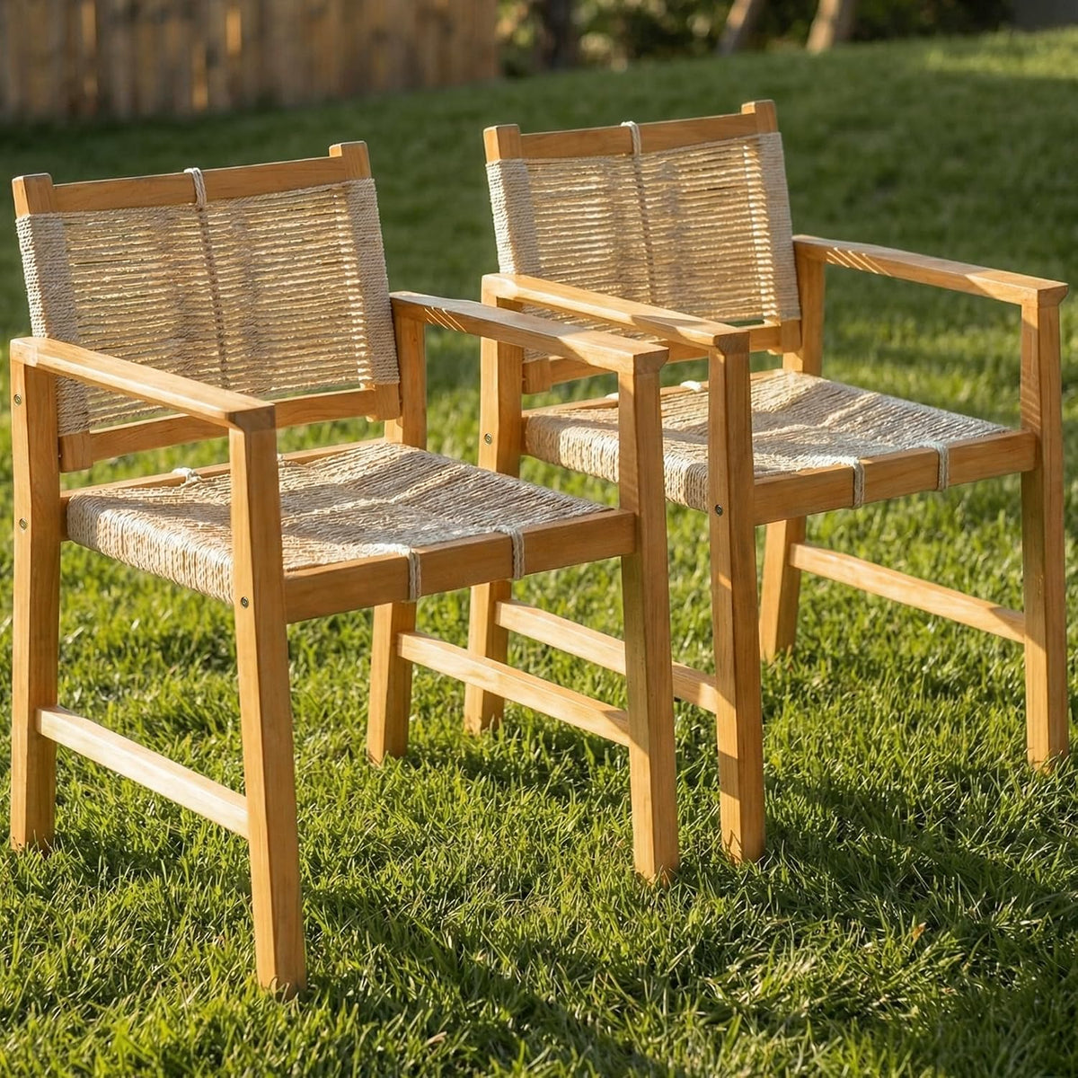 Eucalyptus Rope Patio Armchair Set