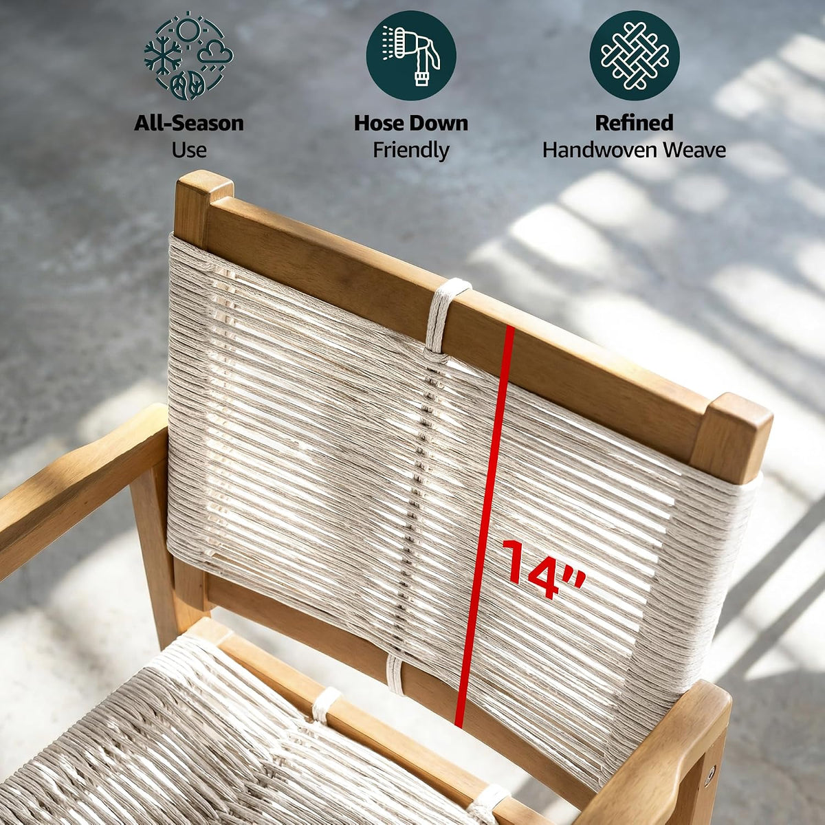 Eucalyptus Rope Patio Armchair Set