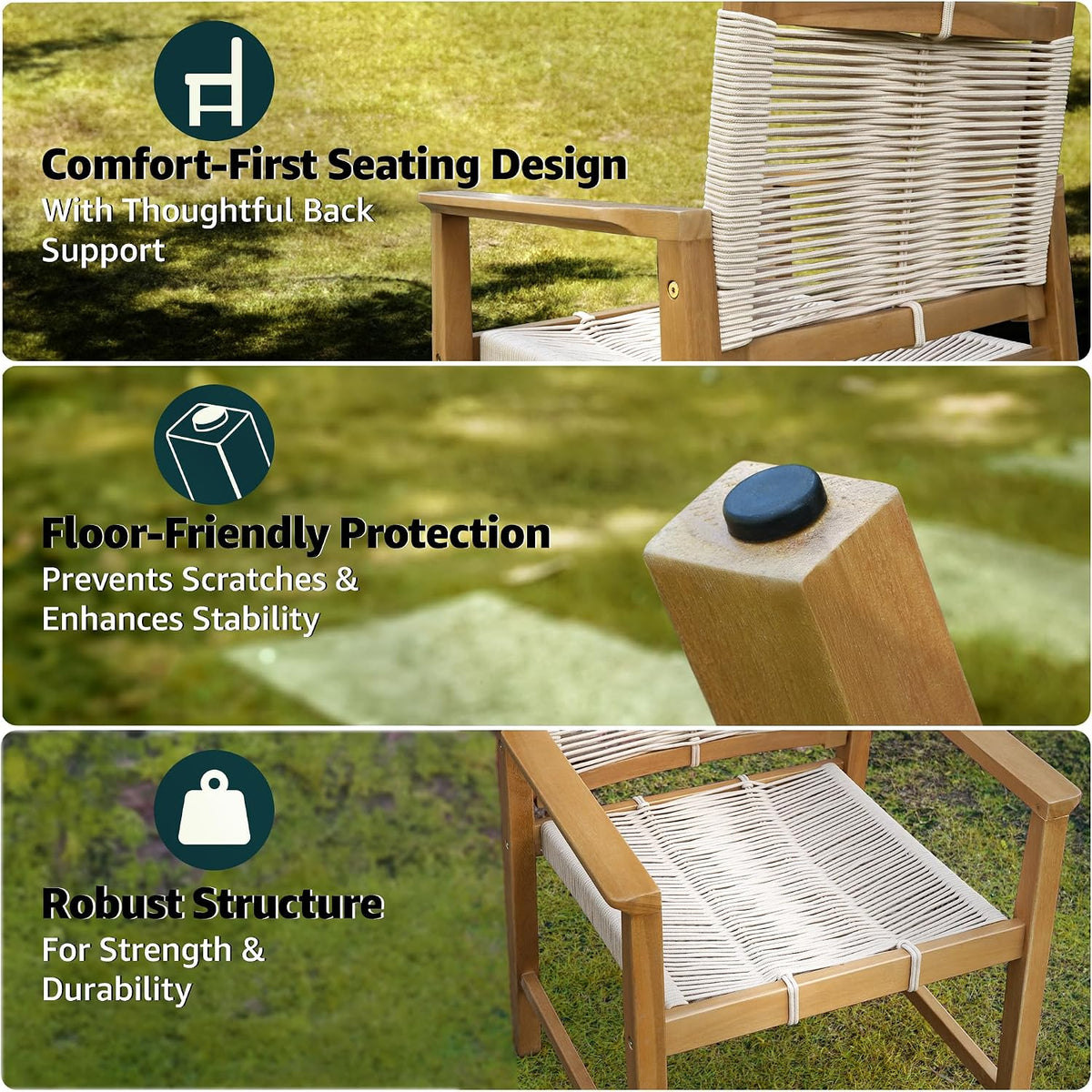 Eucalyptus Rope Patio Armchair Set
