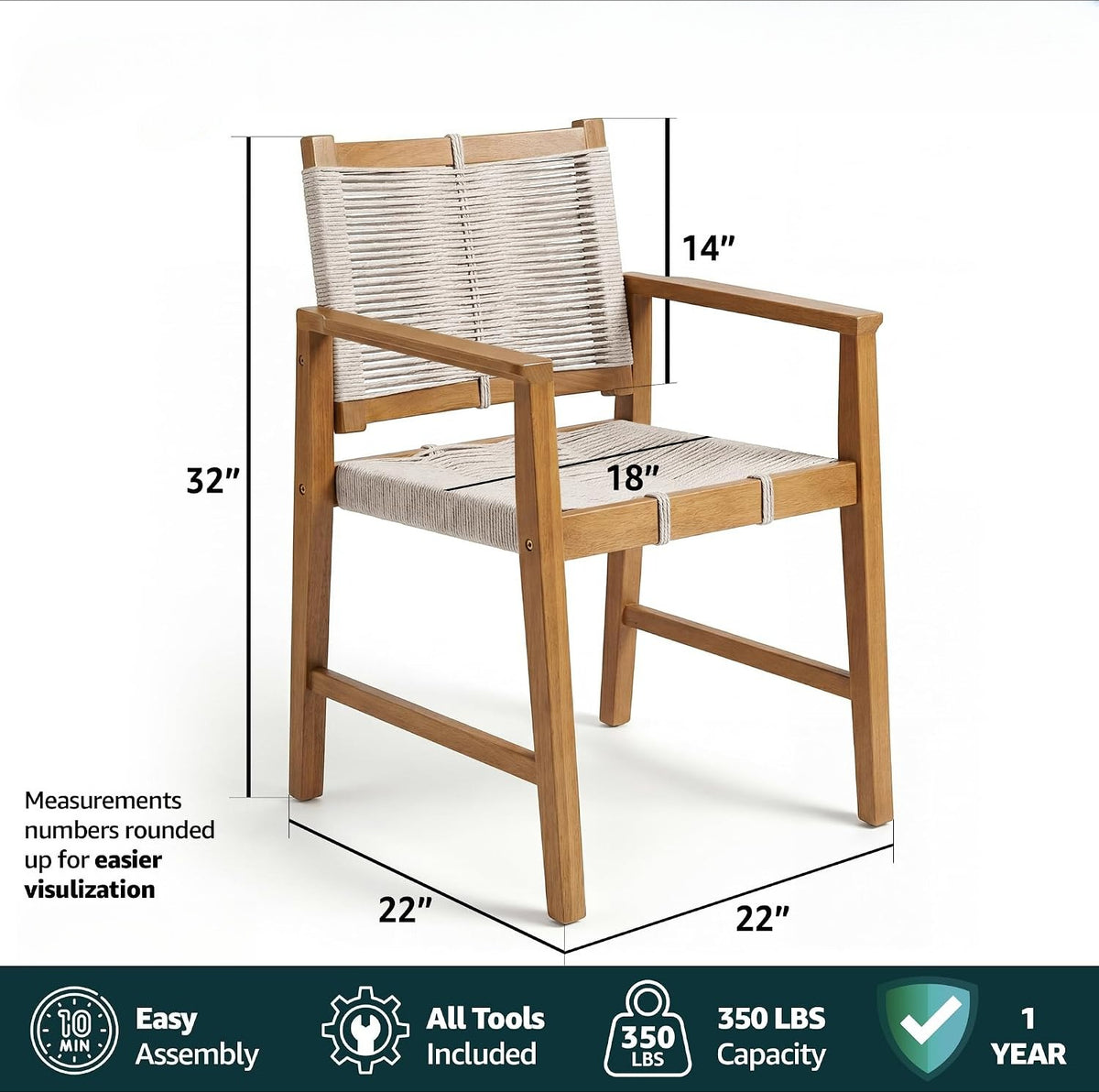 Eucalyptus Rope Patio Armchair Set