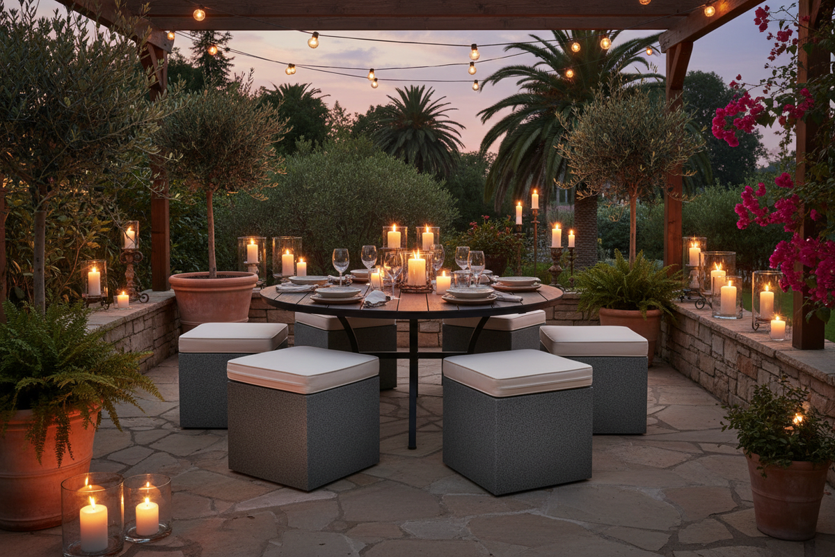 Powder-Coated Steel Dining Ottomans