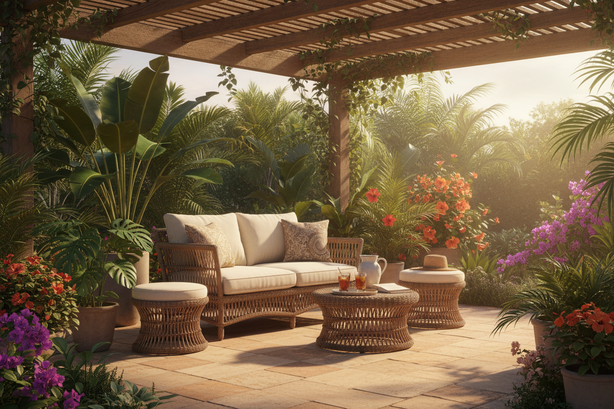 Sun-Resist Wicker Side Benches
